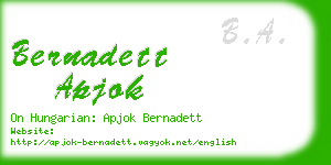 bernadett apjok business card